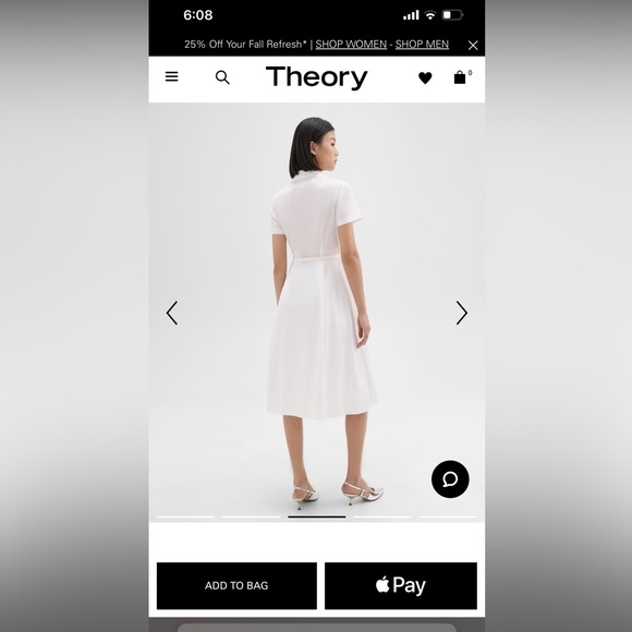 Theory white poplin dress with belt - Picture 7 of 8